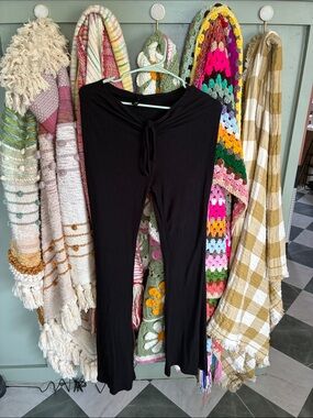 SKIMS Black Wide-Leg Tie-Waist Pants